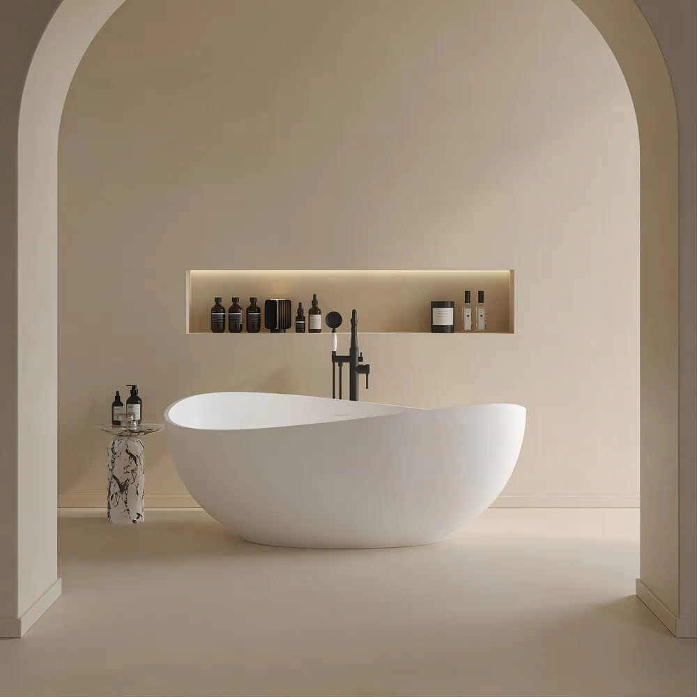 Oval Shaped Stone Resin Freestanding Bath Tub