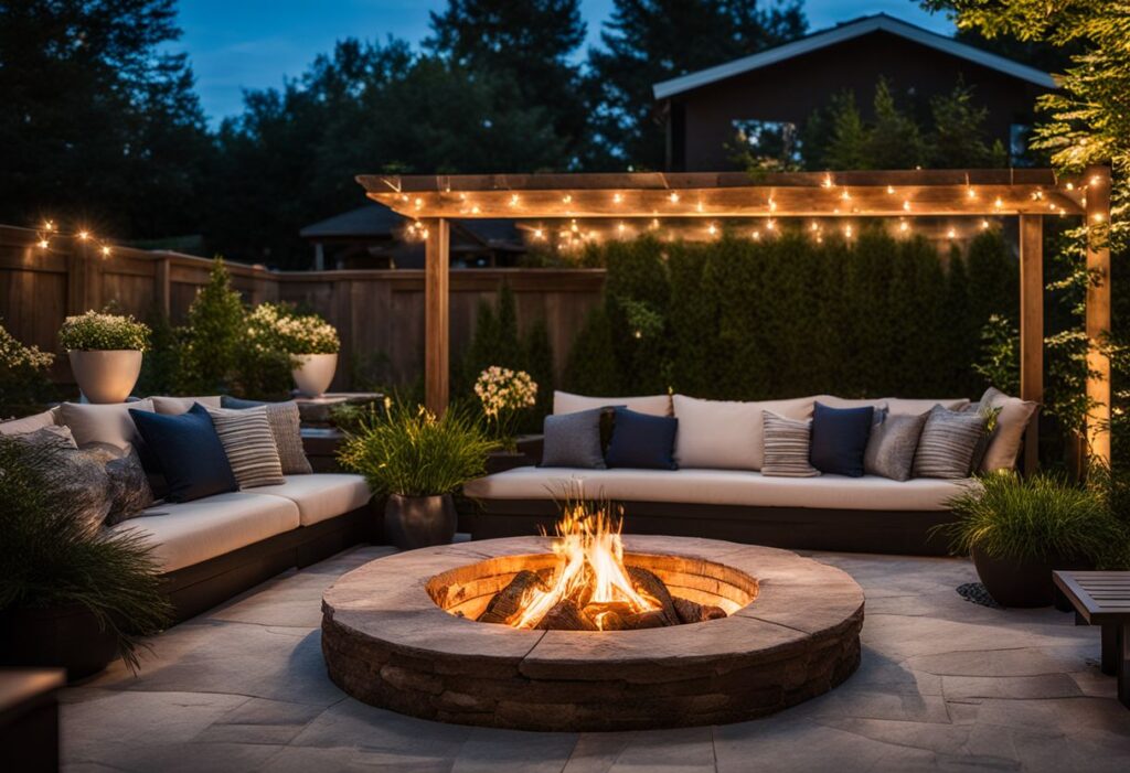 String light around fire pit area