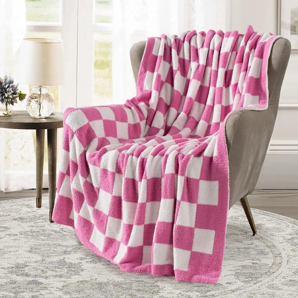 Ultra Soft Checkered knitted Throw Blanket 