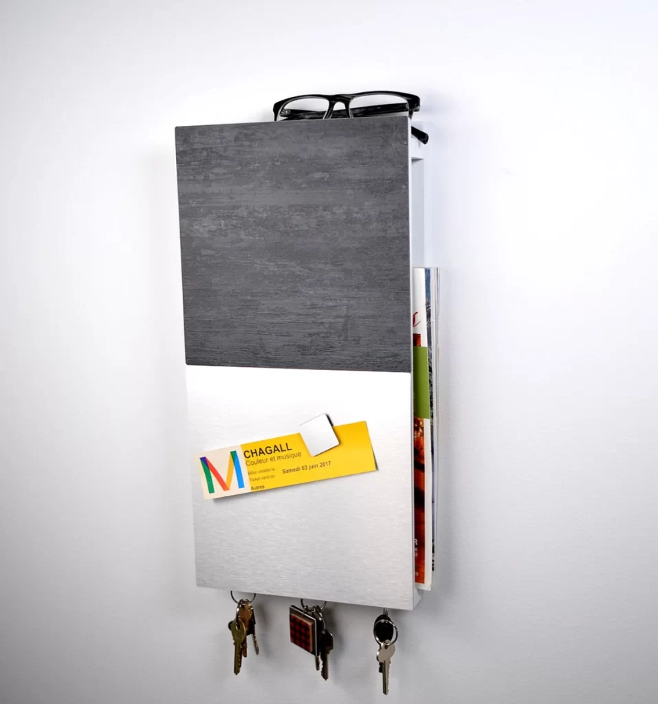 entryway mudroom ideas—large magnetic entryway memo board with keyholder