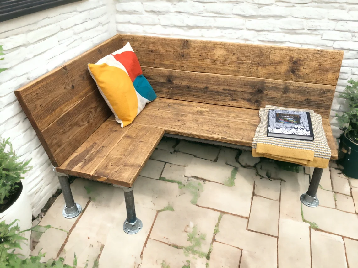 Small backyard patio ideas—Outdoor Backyard Corner Bench Sofa