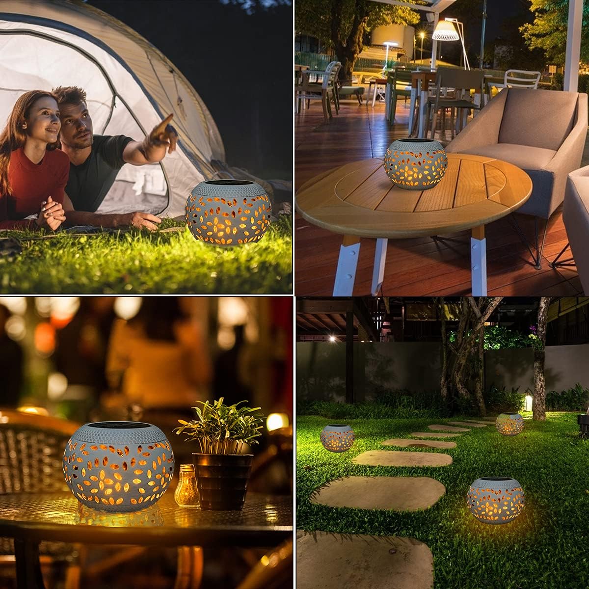 Small backyard Patio Ideas—Solar Powered Table Lantern