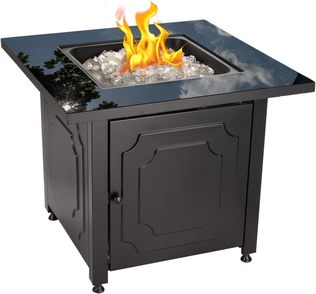 outdoor propane glass top outdoor fire pit table