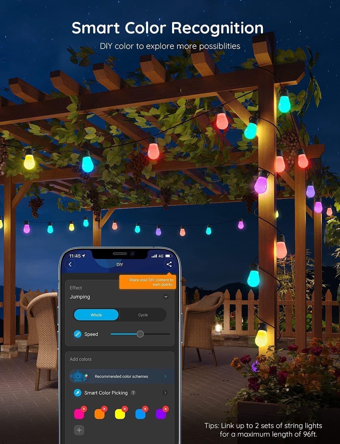 fire pit lighting ideas—Govee Smart Outdoor String Lights