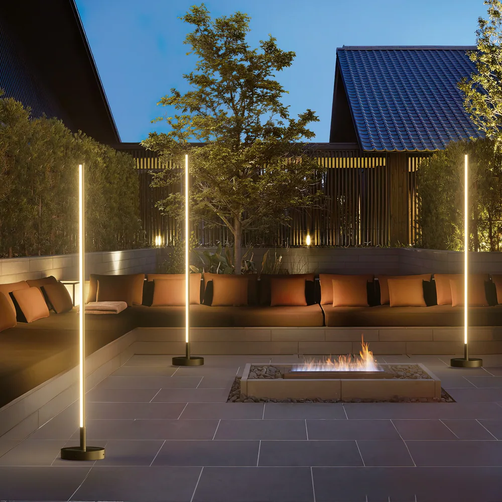 Fire Pit Lighting Ideas—Outdoor Solar Linear Floor Lamp 53"