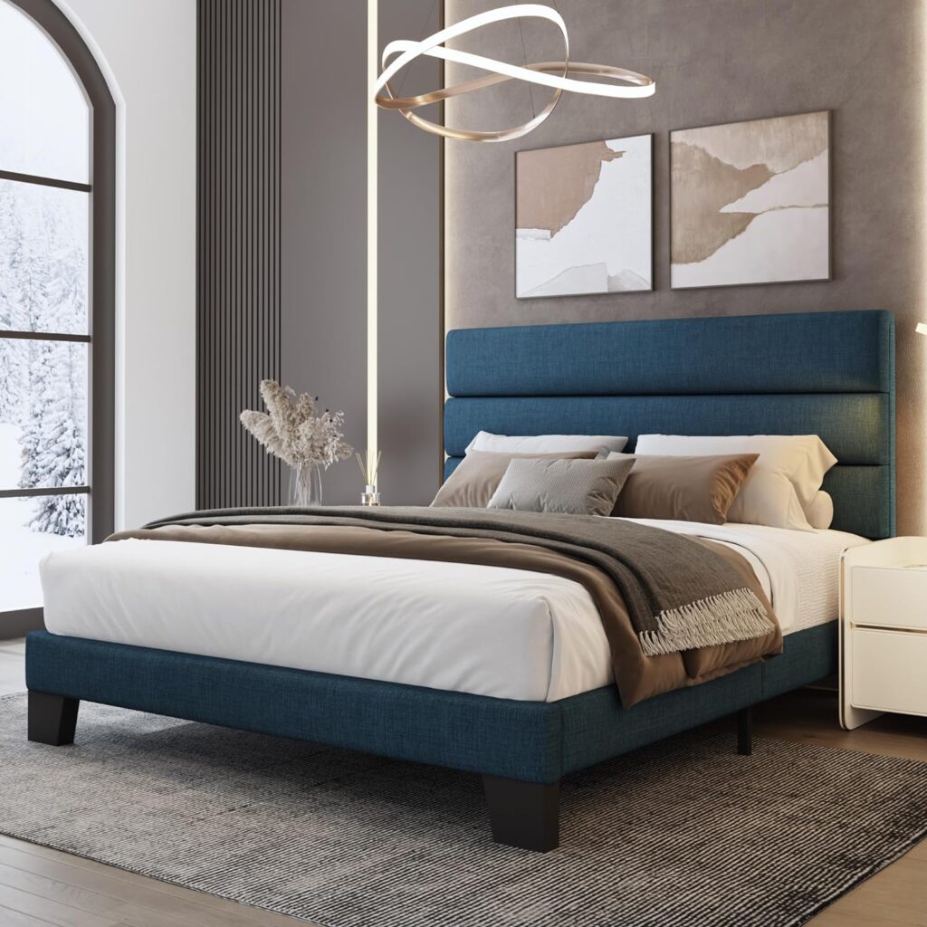 12 best platform Bed Frames—WeeWay Linen Upholstered Platform Bed Frame