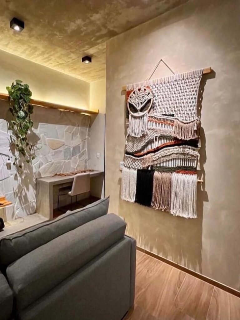 Living Room Wall Decor— A Macramé Wall Hanging in a Living Room