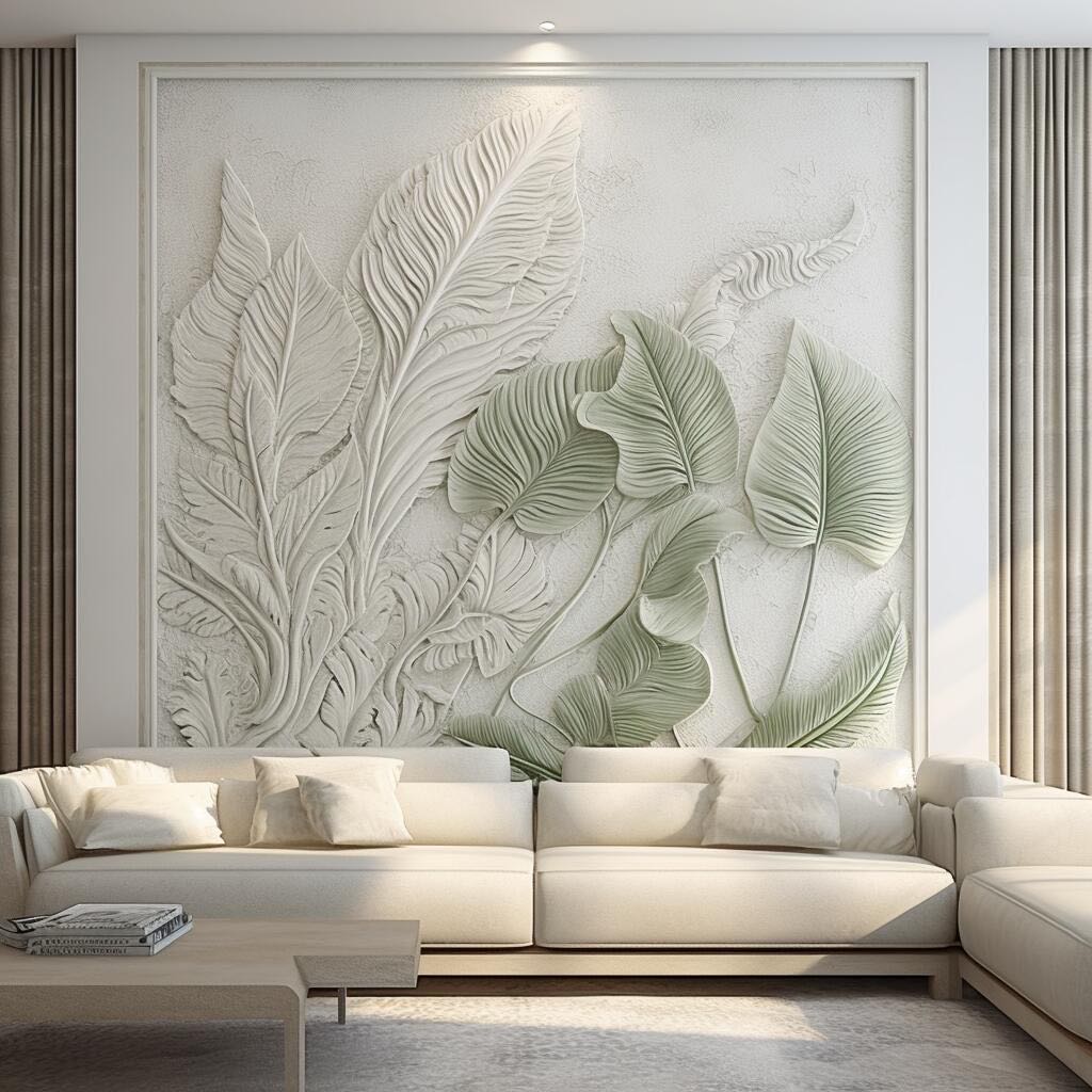 Living Room Wall Decor—A Botanical Wall Mural in a Living Room