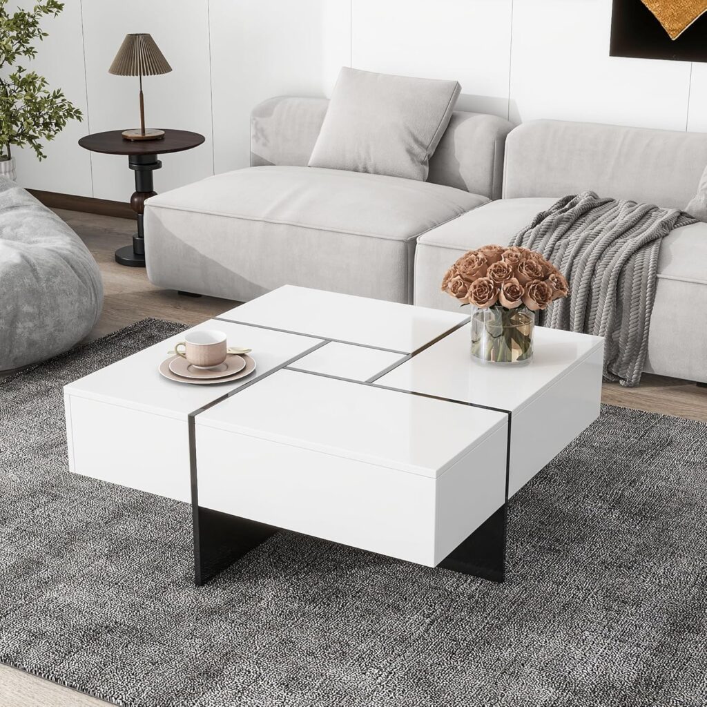 Coffee Table with Storage—Merax Modern Contemporary Extendable Coffee Table