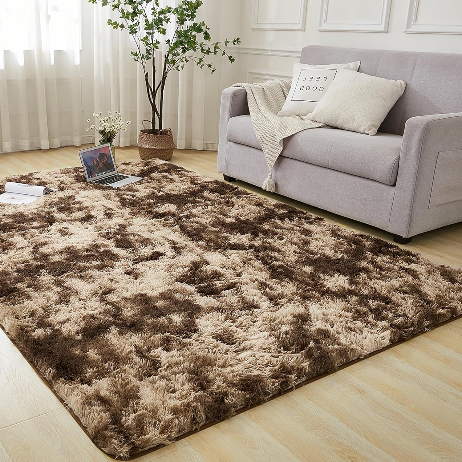 Andency Mocha Mousse Shag Area Rug 