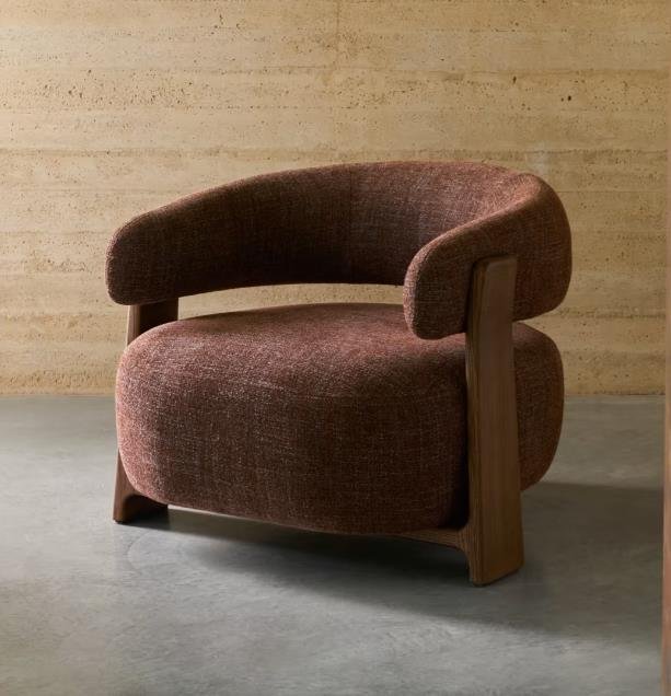 Pantone Color of the year 2025 Mocha Mousse—Granite Brown Chenille Armchair