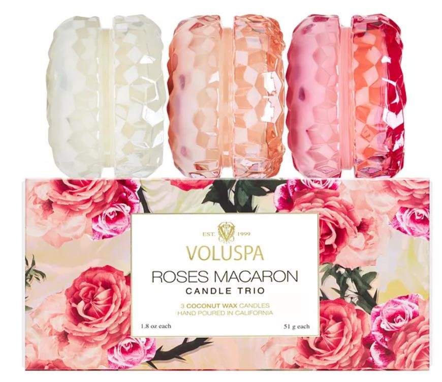 Voluspa Roses Macaron Candle Gift Set Trio