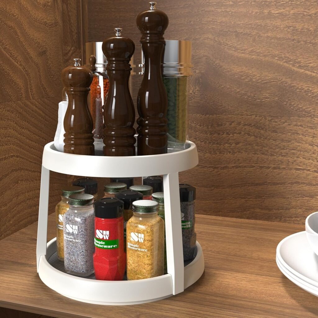 Kitchen cabinet organization ideas—2 Tier Turntable Lazy Susan