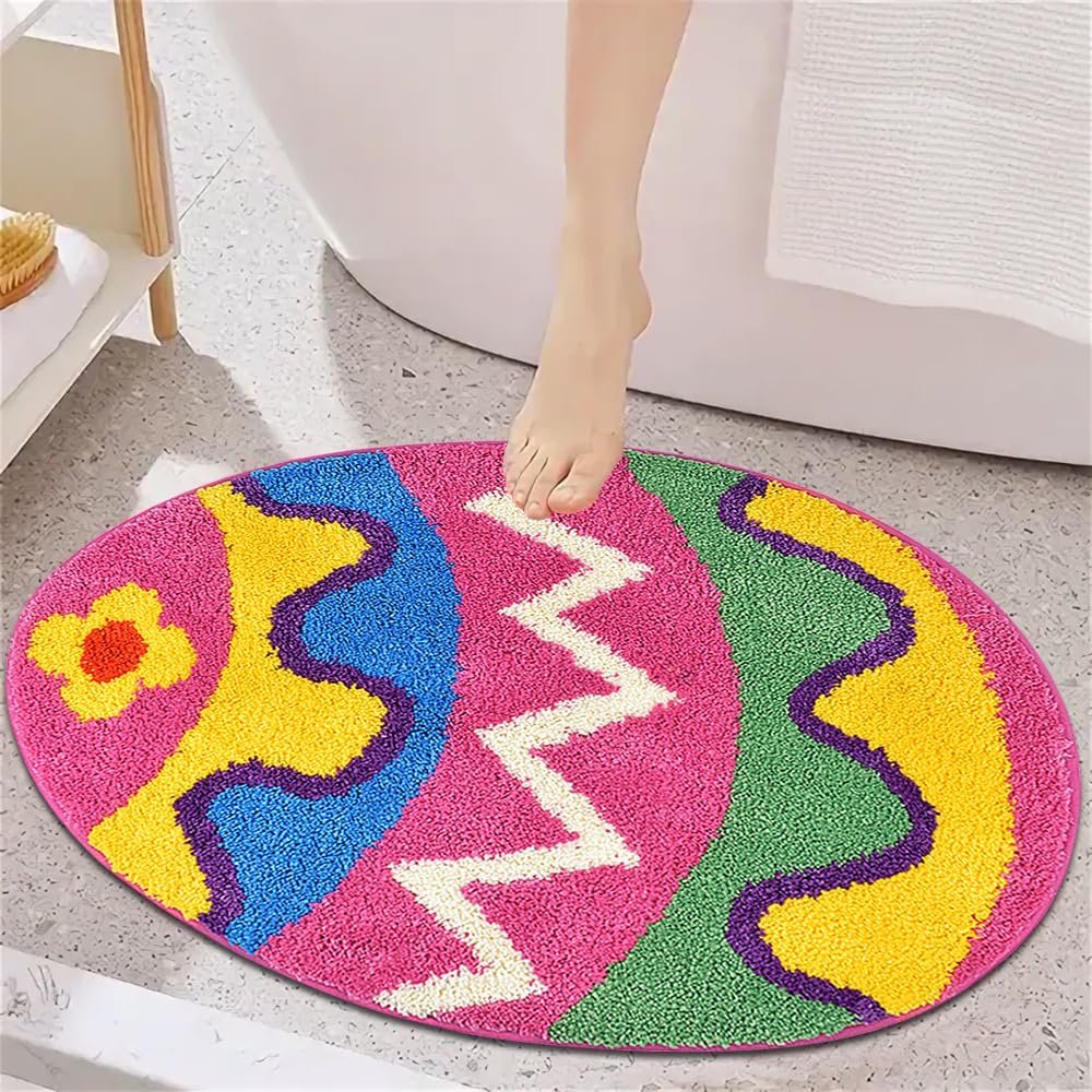 Non-slip Cute Easter Bath Mat Placed in a Bathroom