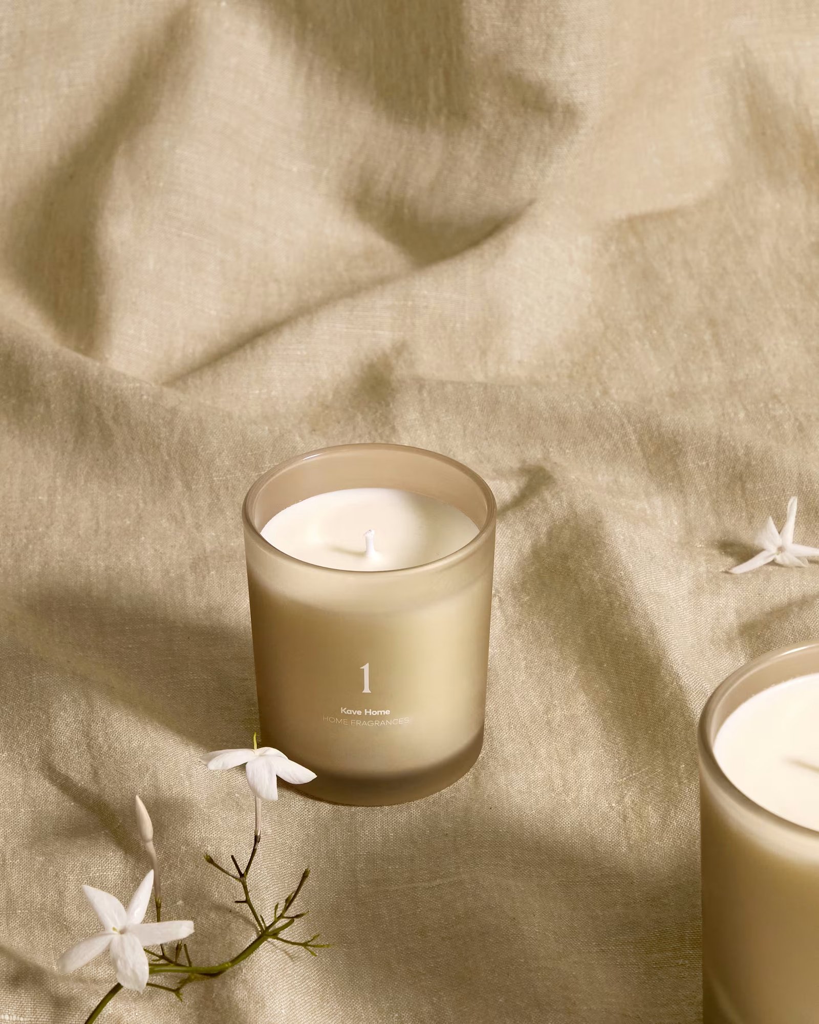 Soft Jasmine Scented Candle in a Glass Jar
