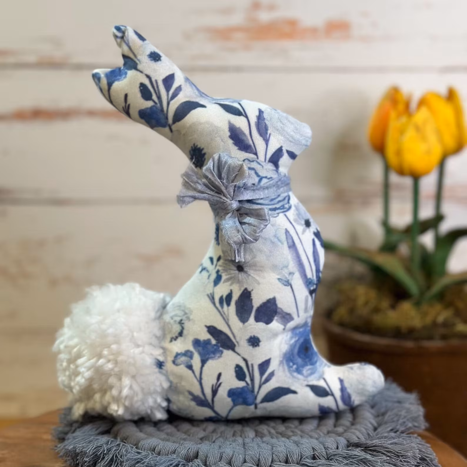 Spring Fabric Stuffed Bunny