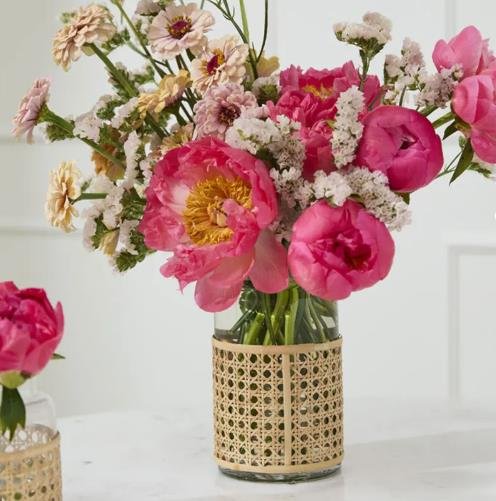 Tablescaping Ideas—Woven Rattan Wrapped Glass Vase